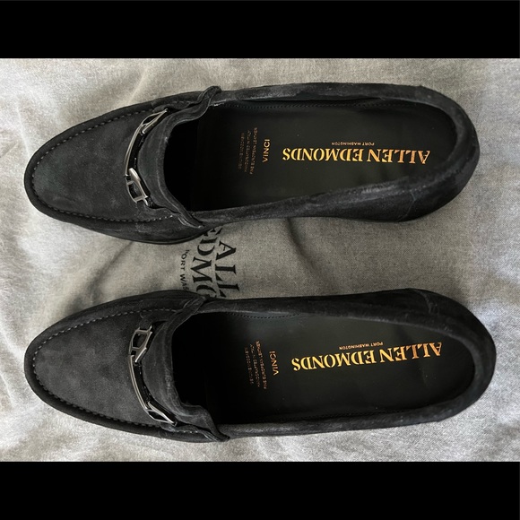 Black suede Allen Edmonds Vinci Bit Loafers worn once - Picture 4 of 5